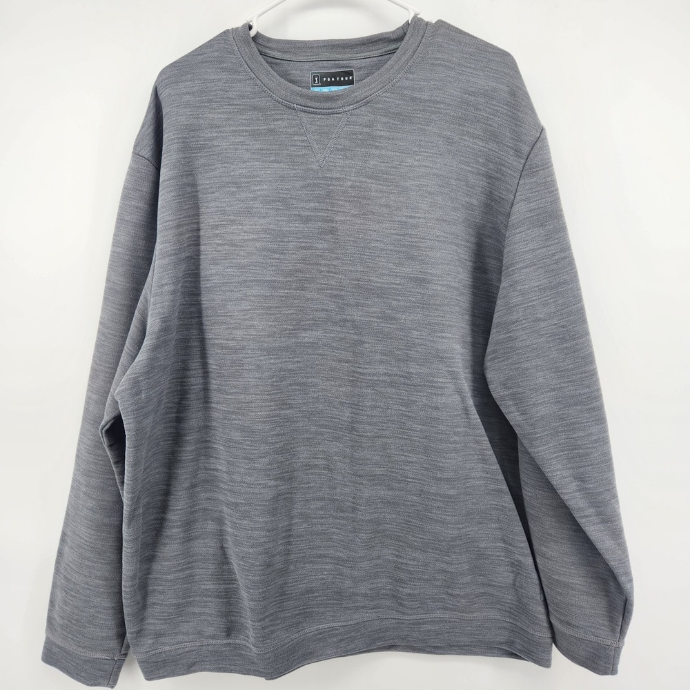PGA Tour Mens Grey Space Dye Crewneck Sweatshirt Long Sleeve Pullover XL